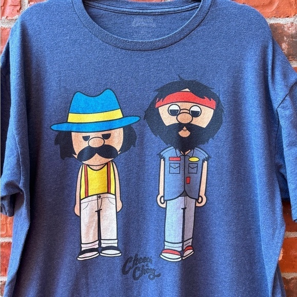 Cheech & Chong Mens 2X Blue Short Sleeve Tshirt Streetwear - Picture 2 of 7